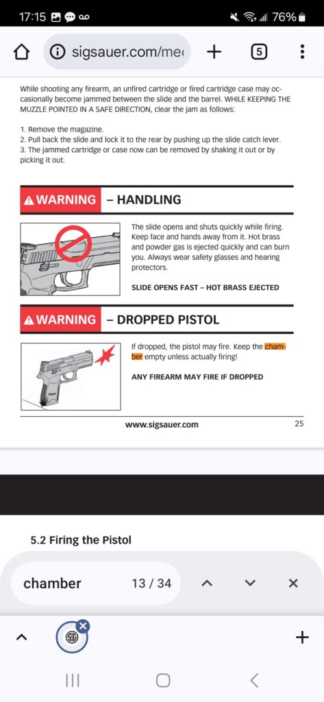 sig sauer p226 p229 p220 p225 p239 p2022 user manual